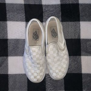 White checkered print vans